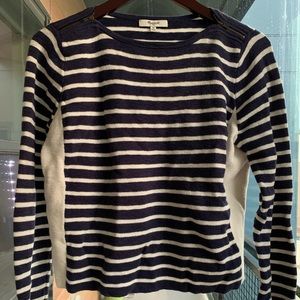 Madewell shoulder zip striped crop Sweater